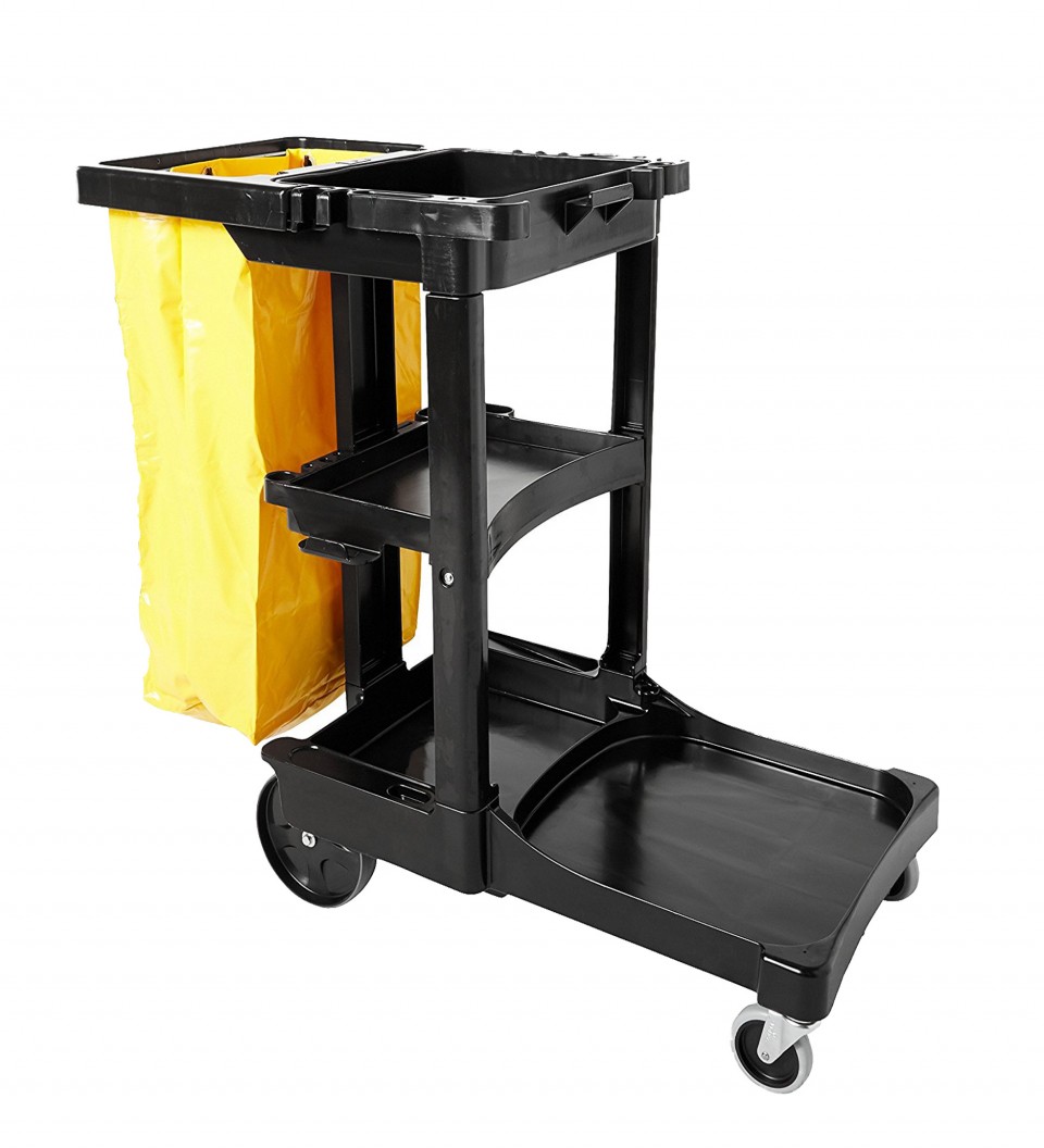 MK Black Janitor Cart w Zippered Nylon Bag